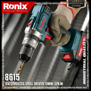 Ronix 8615 16V Cordless Drill Driver 10mm-32N.m | 3-in-1 Functionality: Drilling Screwing Hammer Drilling | Lightweight Design Powerful Performance | 18 Clutch Settings LED Light Fast Charging BMC Case with 2 Batteries & Fast Charger