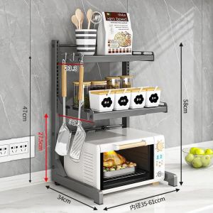 ❣️SPACEIDEAS❣️ 1//2 Tiers Expandable and Height Adjustable Microwave Oven Holder Oven Stand Microwave Oven Rack Kitchen Countertop Organizer Rack Toaster Holder Air Fryer Holder Rice Cooker Holder Toaster Holder Kitchen Countertop Organizer Storage Rack