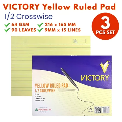 Victory Yellow Pad Paper Set 90 Leaves 64 GSM Ruled Writing Pad School Supplies Whole 1/2 1/4 Size - Homeflix