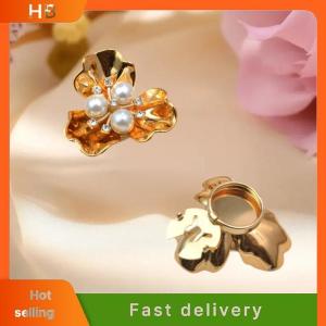 HB Three-petal Flower Pearl Cufflinks Rhinestone Embellished Clips Shirt Dress Two-in-One Seamless Installation Christmas Gift
