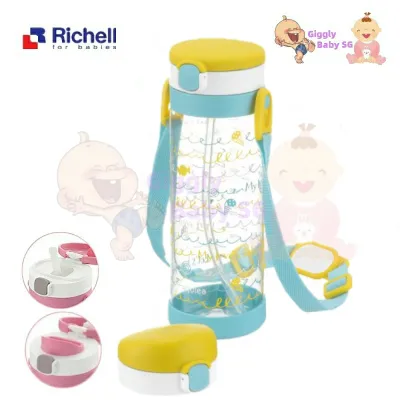 RICHELL AQULEA 450ml Clear Water Bottle (Straw / Direct Drink) (Kids Toddlers Children Primary School)