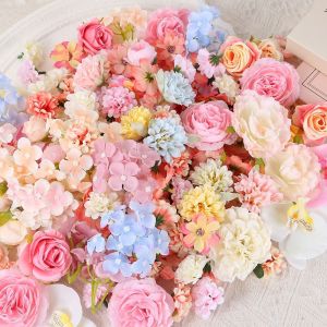 CHTM32 50/100Pcs Multicolor Faux Flower Heads DIY Silk Fake Peony Daisy Rose Flowers High Quality Artificial Flowers Heads Home Decoration