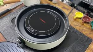 HAONDAR豪达烤肉电陶炉家用烤肉炉不沾圆形烤盘围炉煮茶电烤炉