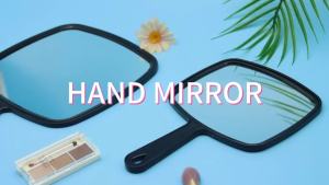 9.3" L x 6.7" W Hand Mirror Handheld Mirror with Handle Black Hand Mirror for Men & Women Makeup Mirror Barber Accessories Hair Salon Supplies