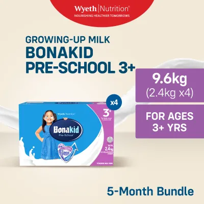 BONAKID PRE-SCHOOL 3+ Growing-Up Milk Powder for Children 3+ Years Old 9.6kg (2.4kg x4)