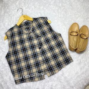 Nuna Vest Basic Wanita / Outer Kotak Kotak Vest Flanel Atasan Wanita Crop Nuna Vest Tanpa Inner