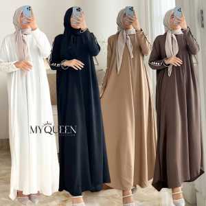 RAMADHAN SALE Abaya Basic Habibah Premium Gamis Plain Umroh Daily Abaya Kancing Dress Gamis Batwing Oversize Katun Inara Button