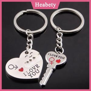 Heabety 2pcs thời trang tình yêu trái tim Key Ring keyfob cặp vợ chồng lãng mạn Keychain người yêu Quà Tặng