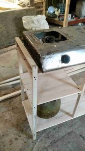 Meja Kompor Gas 2 Tungku & Rak Dapur Serbaguna 3 Susun