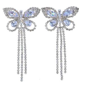 Womens Tassels Butterfly Nipple Covers Pasties with Rhinestones Accents Chest for Parties and Evening Event