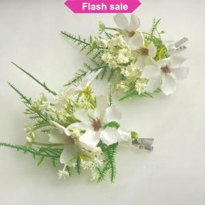 SHENHAO2🎀 Thời trang hoa trắng lá hairgrips cho phụ nữ cô dâu cưới phụ kiện tóc handmade Mũ sắt