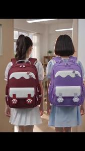 AE Ultra-light student backpack with spine protection large capacity multiple compartments waterproof and wear-resistant for third to sixth grade elementary school students
