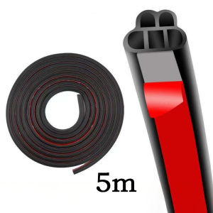 5M L-Shape Car Door Seal Strip Protector 5 Holes Rubber Waterproof Strip Universal Auto Seal Strip
