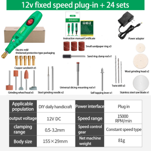 Mini Electric Drill Set 12V DC Grinder Power Tools for Milling Cutting Polishing