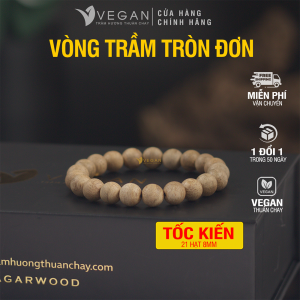 Vòng tay VEGAN Trầm Hương Thuần Chay tốc kiến cao cấp 8mm 21 hạt