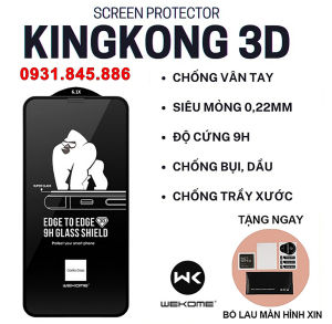 Kính Cường Lực IPhone Trong Suốt Thách Thức Va Đập KING KONG 3D Full Màn Kính 6 6s 7 8 Plus X Xs Max 11 Xr 12 13 14 15 16 E 17 Pro Max