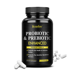 Probiotic supplements contain prebiotics and digestive enzymes to support digestive health and reduce bloating and constipation.