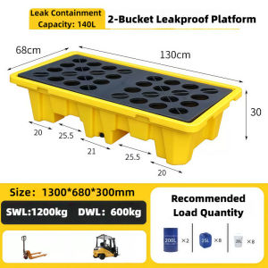 【Ready Stock】Chemical Leak-Proof Tray Hazardous waste plastic pallet Oil barrel tray anti-spill forklift platform