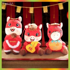 RUASA พวงกุญแจมาสคอตปีม้า2026พวงกุญแจรูปตัวการ์ตูนตุ๊กตาม้าราศีม้ากระเป๋าเป้สะพายหลังของตกแต่งของขวัญวันหยุดอวยพร