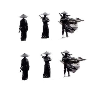 WANGCAI 6Pcs/set Cartoon Chinese Swordsman Figure Exquisite Mini Car Statue Ornament Landscape Supplies Ancient Swordsman Miniatures Layout Gift