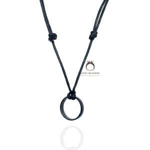[Bayar di Tempat] Kalung Korea Tali Hitam Pria Wanita Liontin Bandul Cincin Besar