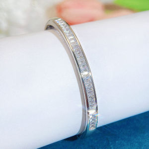 Sequito Chất Lượng Cao Cô Dâu phụ kiện quần áo mạ bạc Đầy Đủ Pave Thiết Bling kiểu cắt Baguette Zircon AAA tiệc cưới Tinh Tế Bangle B369