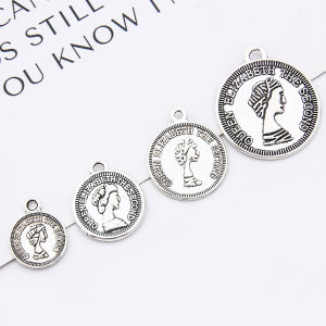 10-20Pcs Round Human Head Coin Pendants Antique Silver Alloy Pendant Charms For Necklace DIY Jewelry Making Accessories