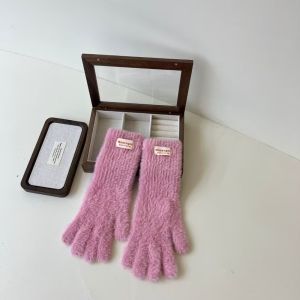 JPTD Y2K Soft Plush Finger Gloves Faux Rabbit Hair Touch Screen Candy Color Gloves Cute Thickened Anti-cold Mittens Students