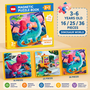🇸🇬SG Ready Stock🇸🇬 Montessori Magnetic Puzzle Book Kids Educational Toy 3 in 1 Jigsaw Learning Game Preschool Fine Motor