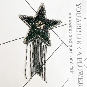 8*15cm Stiker Dekorasi Pakaian Stiker Kain Berlian Bintang dan Rumbai Untuk DIY dan Tambal Kreatif