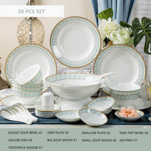OMK Modern minimalist style Bone China Tableware Set Party tableware suitable for 10 people Dinner Plate Set bowl