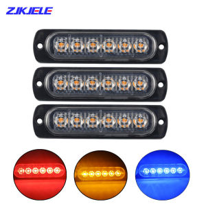 12/24V Car Truck Vehicles Emergency Flasher Dash Strobe Stroboscope Warning Side Marker Blinking Amber LED Light Bar Police Flash Assembly Car-styling Signal Alarm Lamp 6LEDs Side Beacon