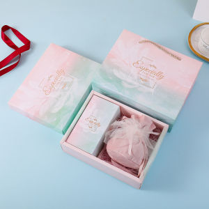 Hộp quà tặng tự gấp hộp quà cưới màu hồng xanh tươi tắn