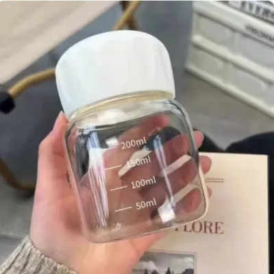 Millie 300ml Botol Comel Kid Cute Glass Chubby Cup Portable Heat-Resistant Breaskfast Juice Cup Water Bottle Milk Bottle