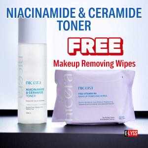 NICERA Niacinamide & Ceramide Toner 130ml with Hyaluronic Acid restore skin barrier lock in moisture kekalkan kelembapan