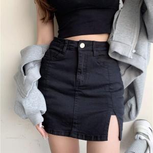 SUGAR Split High Waist Slim Denim Skirt Summer New Style Small Girl Hip Wrap A-line Short Skirt Women s Dress