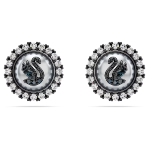 💖Swarovski💖Swarovski Swan black swan round diamond earrings S925 sterling silver womens fashion earrings hypoallergenic non-allergenic Valentines Day gift birthday gift for girlfriend bestie