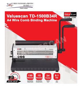 Valuescan TD-1500B34R A4 Wire Comb Binding Machine (Punch- 15 sheets Bind 130 sheets)