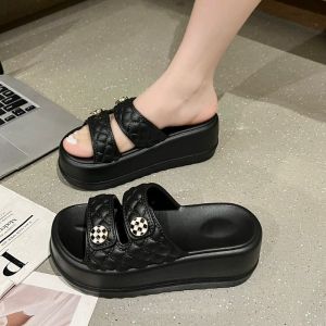 Comanier Sandal Wanita Karet Jelly Platform Tebal Elastis Empuk Tali Belakang Motif Double Strap NUNA