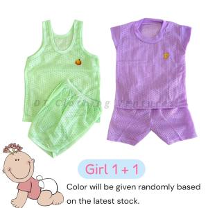 Combo Set Baby Boys Girls Eyelet Short-Sleeve Top with pants and Singlet with pants Mix Clothing Set Cotton Comfortable