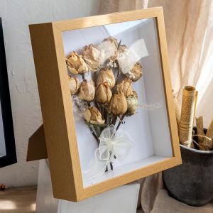 [SG Supper Offer ] Hollow 3CM  Wooden Photo Frame for Dry Flower Frame Specimen Shadow Box Valentines Day Gift Wooden Photo Frames Christmas Teachers day Gift Specimen  Wedding Flower Art Collection /Frame Shadow Box /Valentines Day Gift