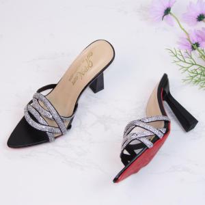 Guốc nữ cao gót kiểu 10p mũi nhọn quai mảnh full xoàn chéo - G85 ảnh thât và video