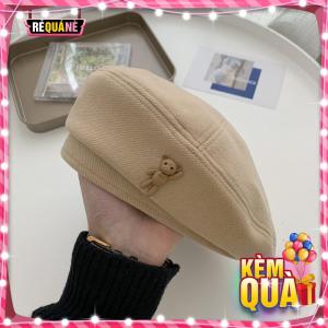 Nón Beret Đính Hình Gấu Dễ Thương Mũ Nồi RQN2203 - requane