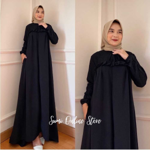 Shopiya Maxi Dress Gamis Kondangan Mix Brukat ( Size S M L XL XXL XXXL 5L Jumbo )