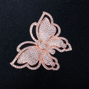 SEQUITO Vivid Rose Gold Silver Plated Big Symmetrical Butterfly Ring Full Micro Pave Tiny Bling AAA Cubic Zircon Stones Statement Women Prom Banquet Finger Jewelry SR094