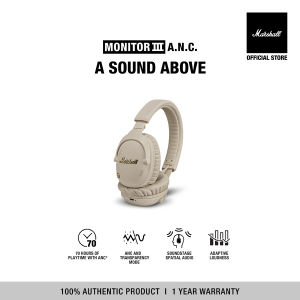 [NEW ARRIVAL] Marshall Monitor III A.N.C. Cream -  1 year warranty + Free shipping (Wireless Noise Cancelling Over-the-Ear Headphone Wireless Headphone)