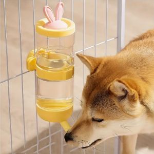 FUYEKN Ball Design Rabbit Ears Hanging Water Bottle Rabbit Ears Cover Automatic Hamster Water Dispenser Cat Water Feeder Plastic Cat Cage Hanging Water Bottle Guinea Pig
