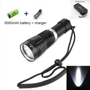 L2 1188.8LM diving flashlight outdoor 80m waterproof diving light night fishing light walking light night riding light camping light search light hunting light caving light patrol light daily carry,with Charger and 6800mah Battery