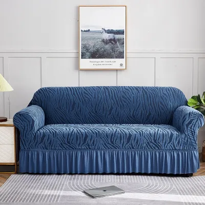 B-HQ Vỏ ghế sofa phòng khách 1 2 3 4 chỗ chống trượt có váy ren bọc ghế chữ L co giãn dễ vệ sinh