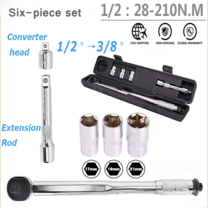 Tire socket torque wrench set with preset adjustable torque wrench 1/2" 28-210nm drive torque wrench torque